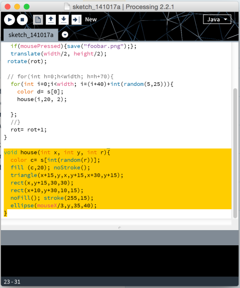 'House' code - highlighted in yellow.